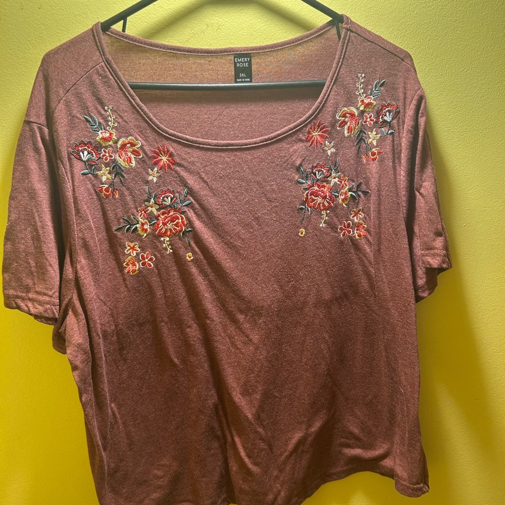 Women's Floral Embroidered Top - Red